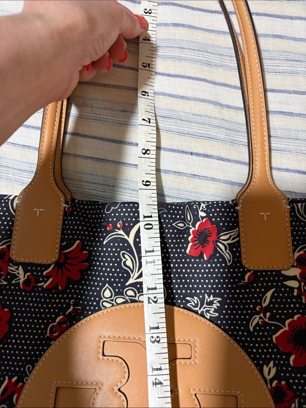 Tory Burch Ella Tote Bag and Red Floral nylon Print leather handles and trim - Picture 14 of 16